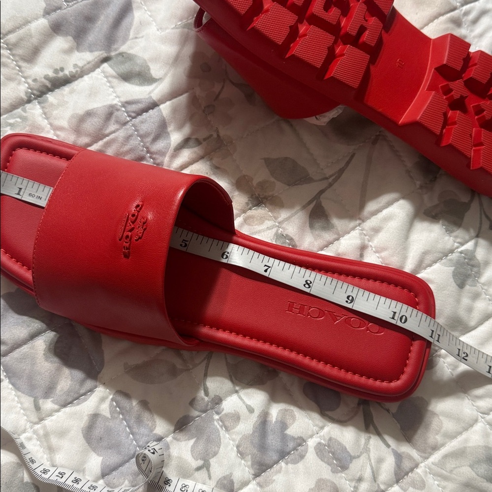 Coach Women's Red Fiona Slide Sandals - Picture 6 of 7